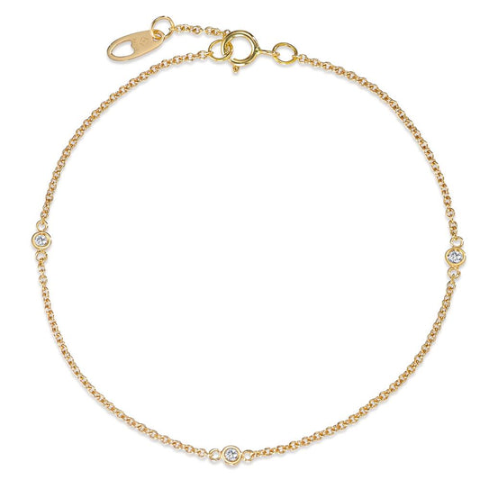 Bracelet Or jaune 18K Diamant 0.06 ct, 3 Pierres, w-si 17-18.5 cm
