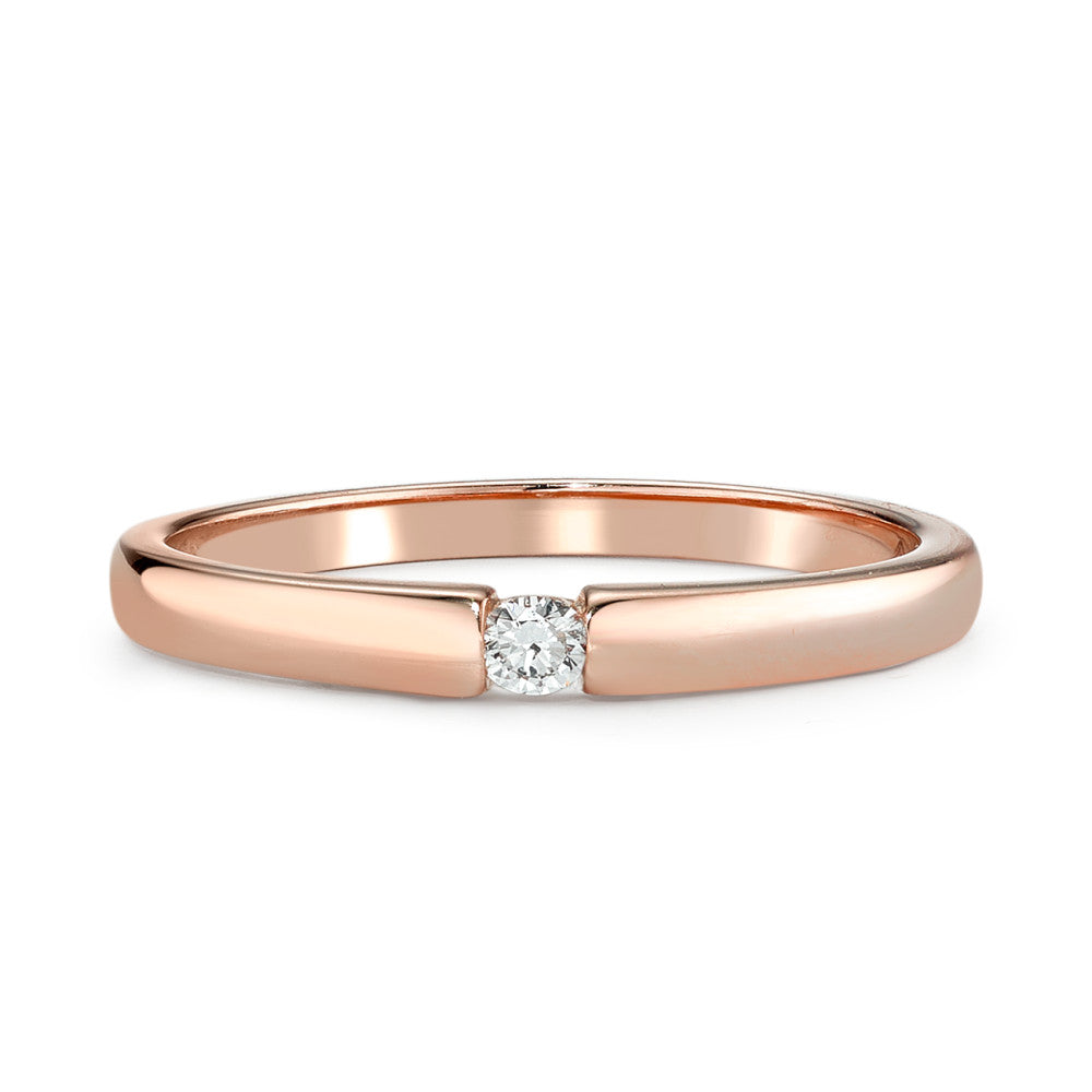 Solitär Ring 585/14 K Rotgold Diamant 0.03 ct, w-si