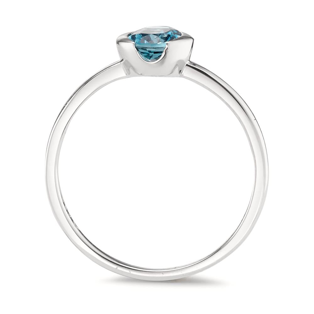 Solitaire ring 585/14 krt witgoud Londen blauw Topaas