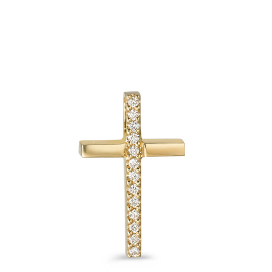 Pendentif Or jaune 18K Diamant 0.03 ct, 13 Pierres, w-si Croix