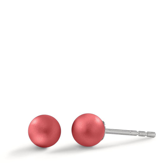 Ohrstecker Globe Ø6mm aus Aluminium in Ruby Red, Stift und Verschluss aus Edelstahl