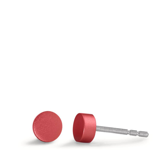 Ohrstecker Disc Ø5mm aus Aluminium in Ruby Red, Stift und Verschluss aus Edelstahl