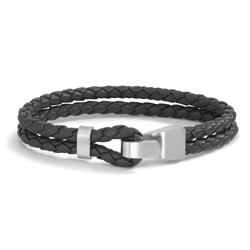 Lederarmband Vadino Black mit Edelstahl-Knebelverschluss