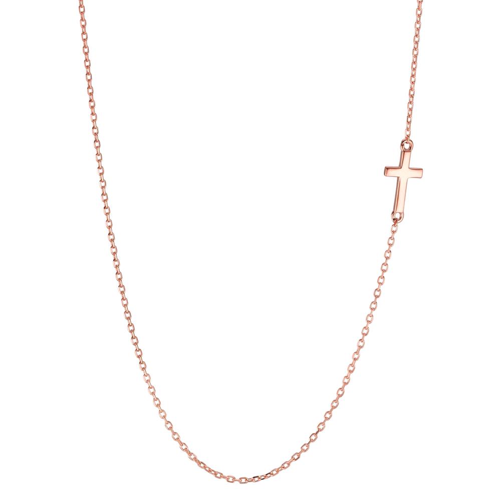 Collier Argent rosé Plaqué or Croix 40-43 cm