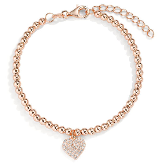 Armband Zilver Zirkonia Rosé Verguld Hart 16-18.5 cm