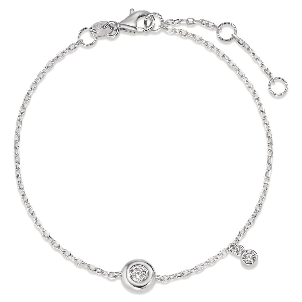 Armband Silber Zirkonia 2 Steine rhodiniert verstellbar