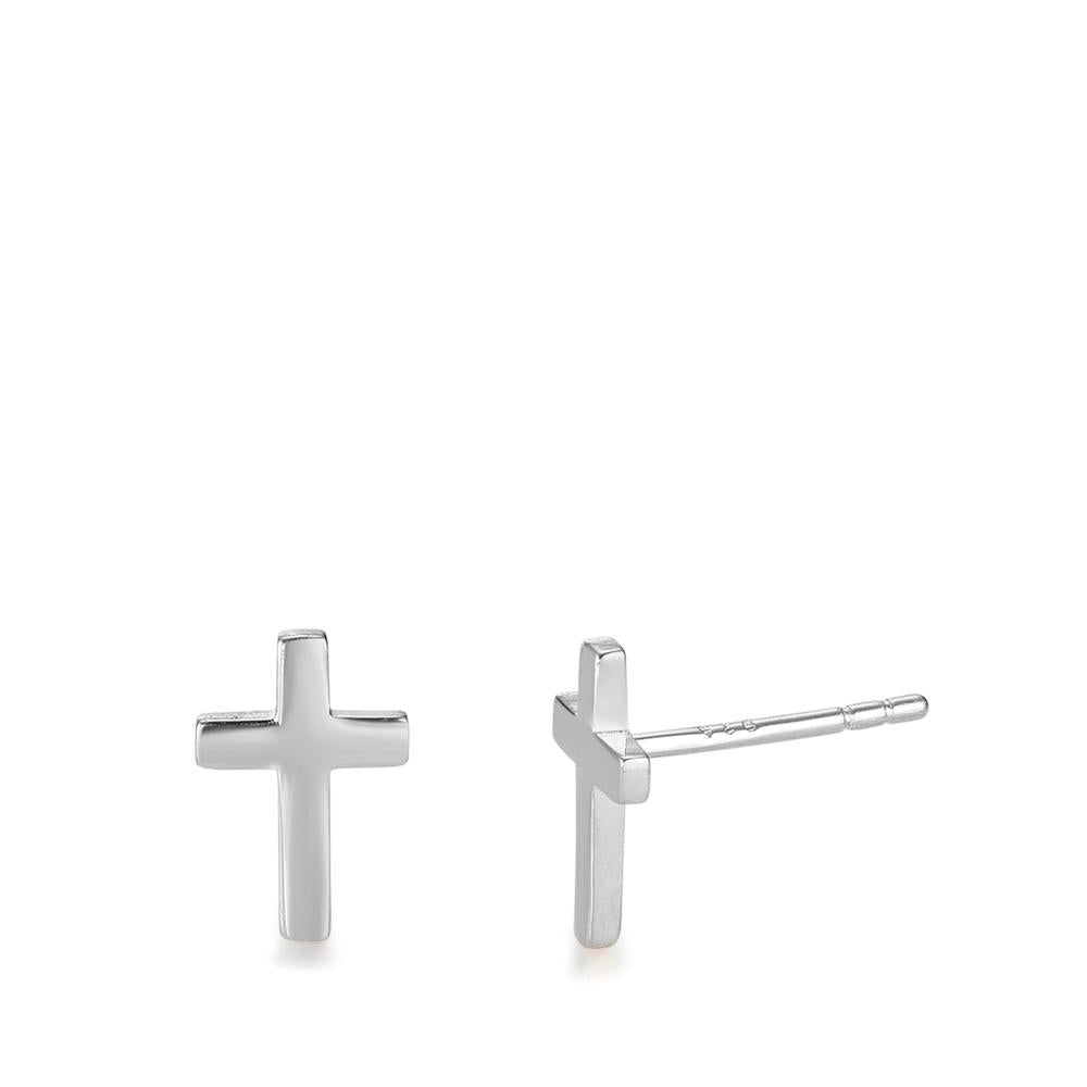 Ohrstecker Silber rhodiniert Kreuz