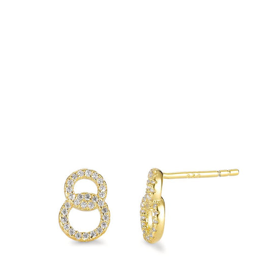 Clous d'oreilles Argent Zircone jaune Plaqué or