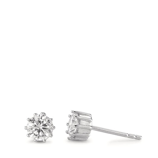 Clous d'oreilles Argent Zircone 2 Pierres Rhodié Ø5.5 mm