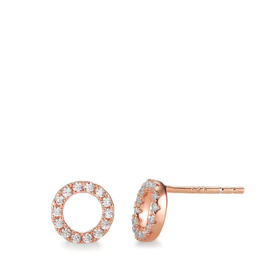 Clous d'oreilles Argent Zircone 28 Pierres rosé Plaqué or Ø8 mm