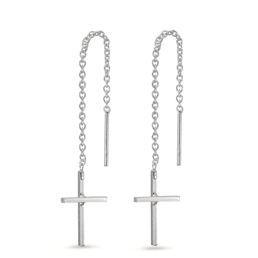 Boucles d'oreilles pendantes Argent Croix