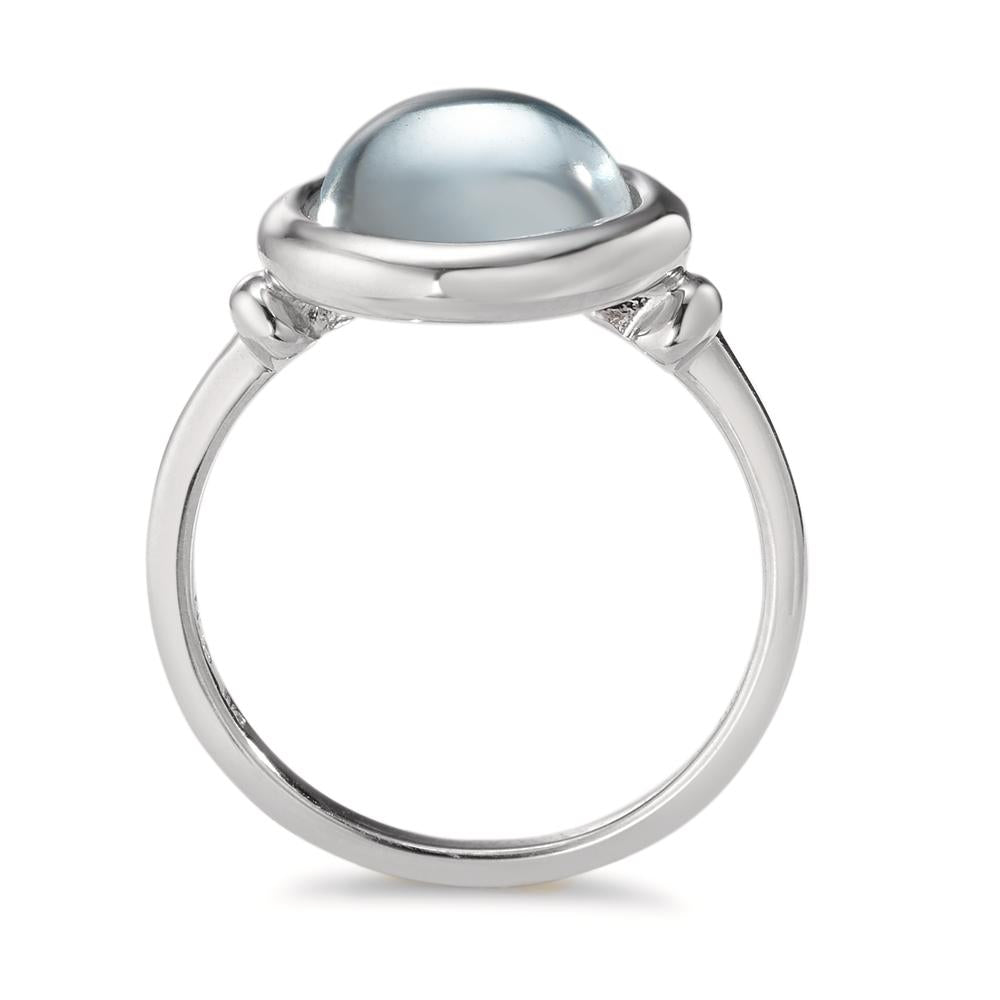 Fingerring Silber Quarz aqua rhodiniert Ø13 mm