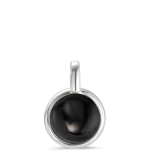 Pendentif Argent Onyx Rhodié Ø14 mm