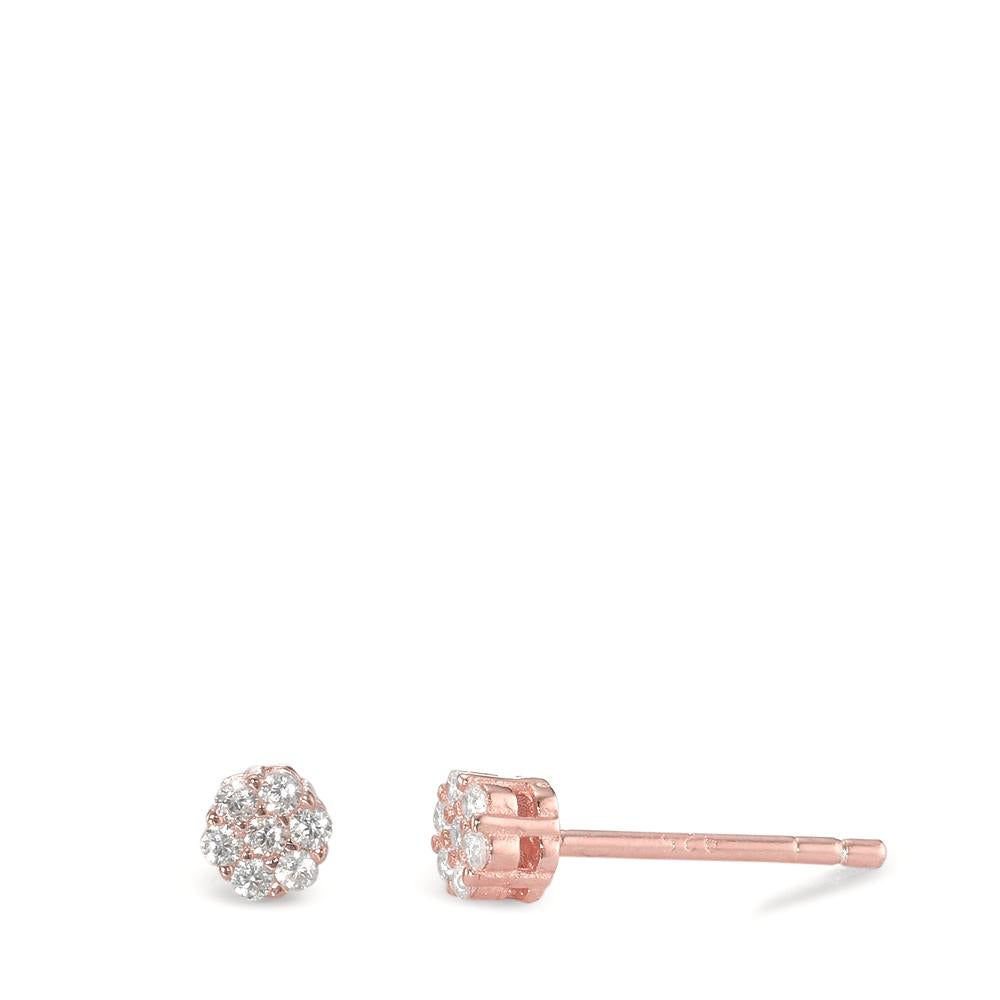 Oorknoppen Zilver Zirkonia 2 Steen Rosé Verguld Ø4 mm