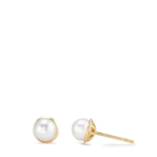 Clous d'oreilles Or jaune 18K perle d'eau douce Ø6.5 mm