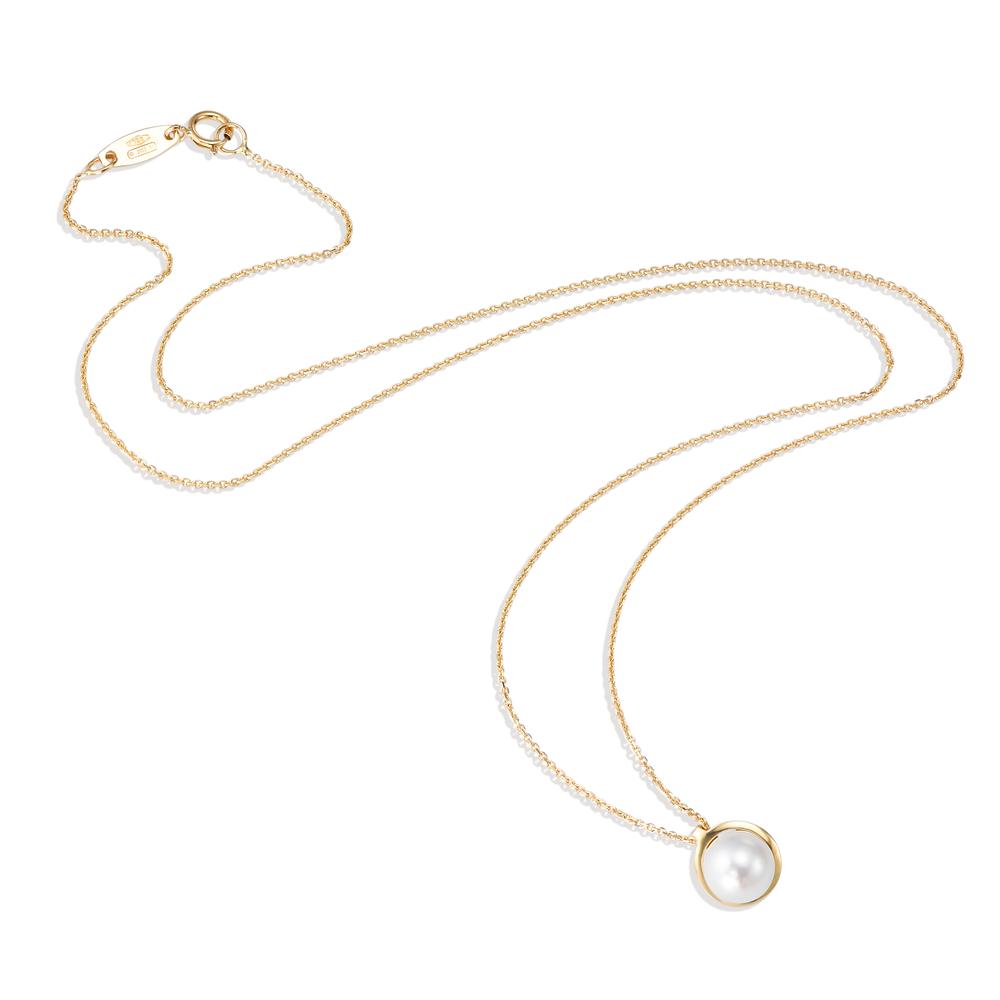 Collier 750/18 krt geel goud zoetwater Parel 42 cm