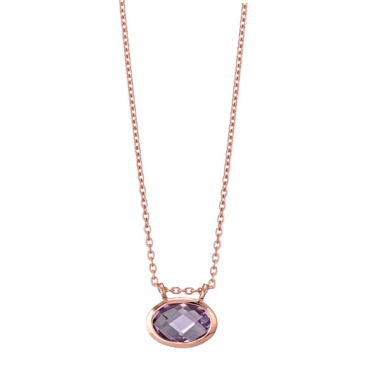 Collier Silber Amethyst rosé vergoldet verstellbar