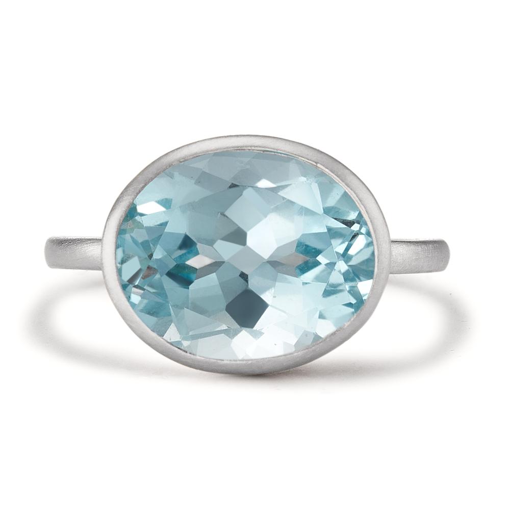 Bague Argent Topaze bleu Rhodié