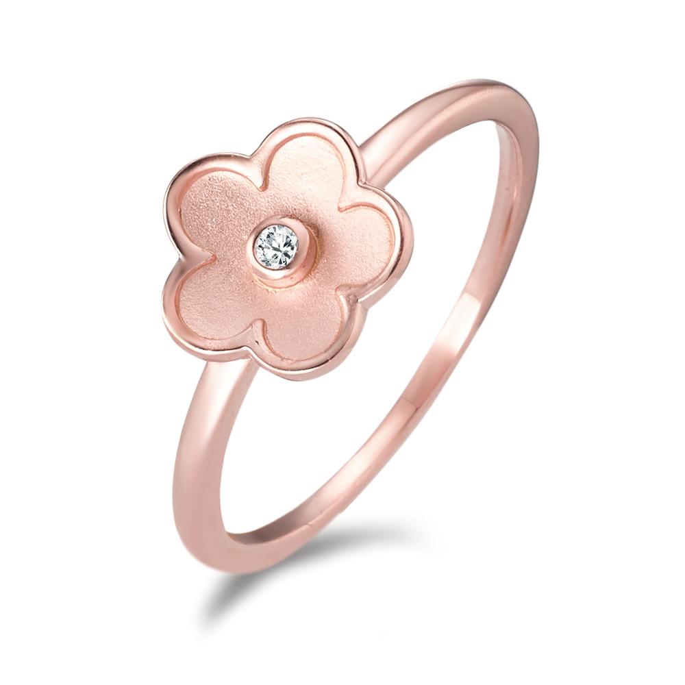 Ring Zilver Zirkonia Rosé Verguld Bloem Ø9 mm