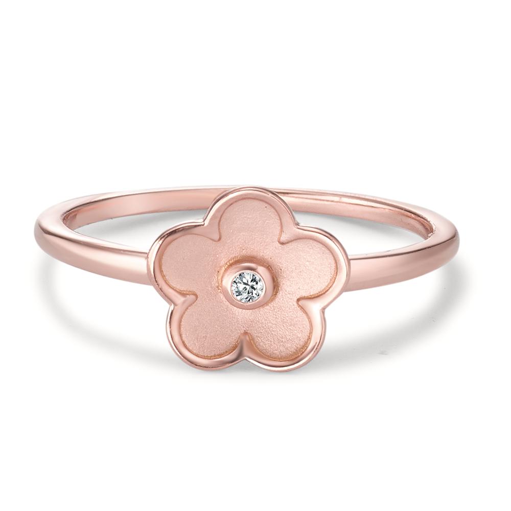 Ring Zilver Zirkonia Rosé Verguld Bloem Ø9 mm