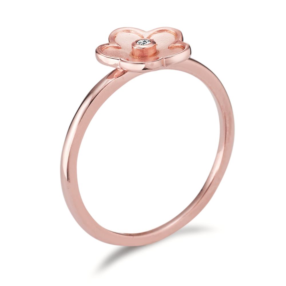 Bague Argent Zircone rosé Plaqué or Fleur Ø9 mm