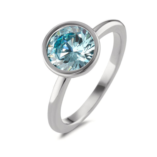 Bague Acier inoxydable Zircone aqua Ø9.5 mm