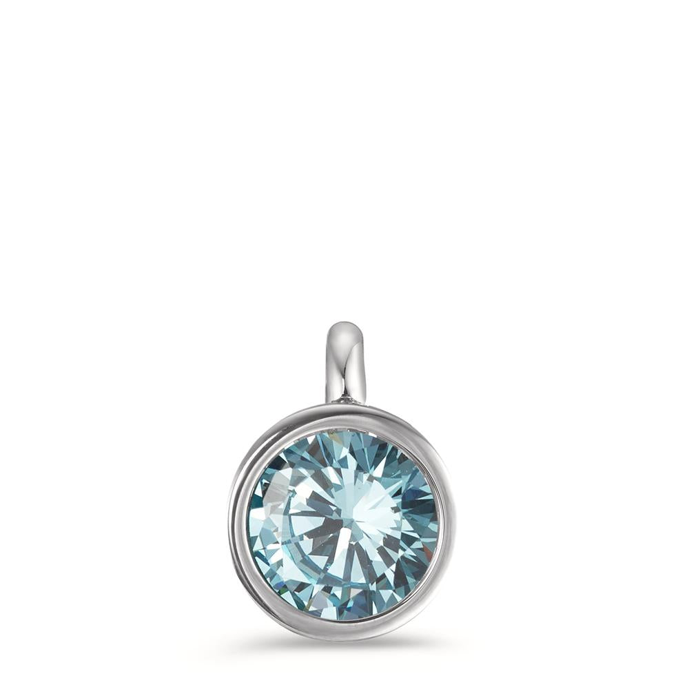 Pendentif Acier inoxydable Zircone aqua Ø9.5 mm