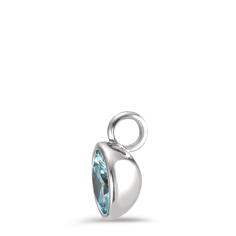 Pendentif Acier inoxydable Zircone aqua Ø9.5 mm