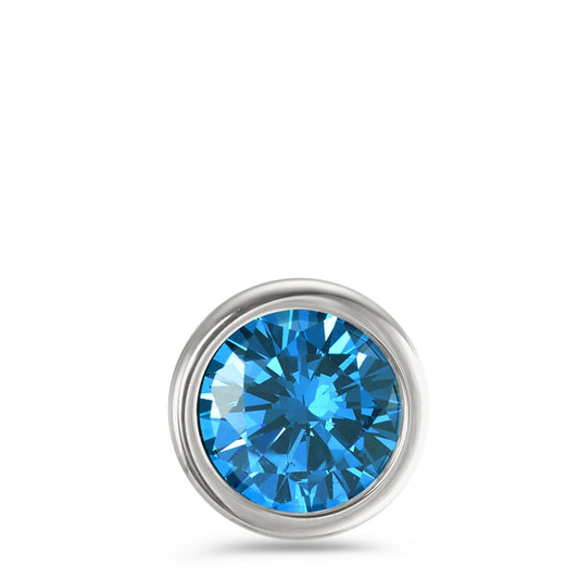 Pendentif Acier inoxydable Zircone bleu Ø13 mm