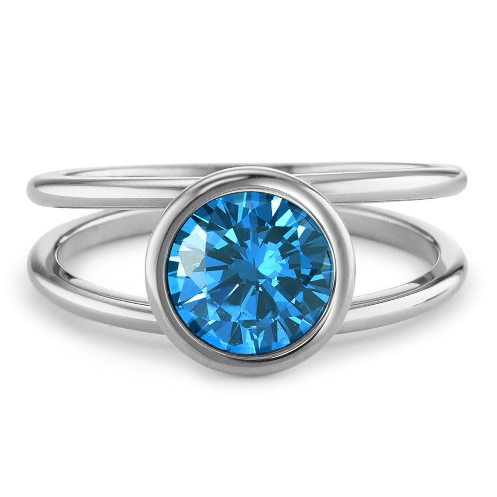 Fingerring Edelstahl Zirkonia blau Ø9.5 mm