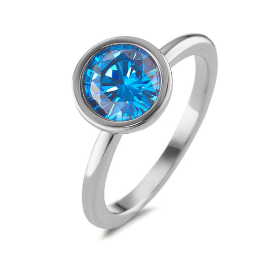 Ring Roestvrijstaal Zirkonia blauw Ø9.5 mm