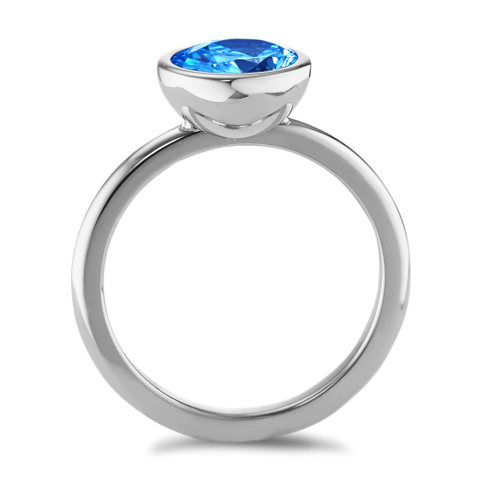 Fingerring Edelstahl Zirkonia blau Ø9.5 mm