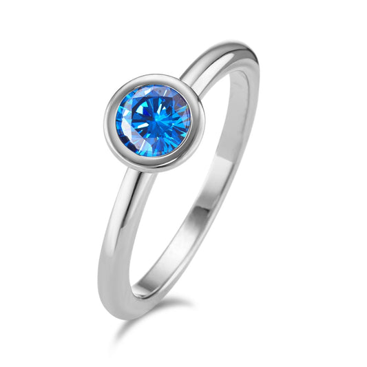 Bague Acier inoxydable Zircone bleu Ø7 mm