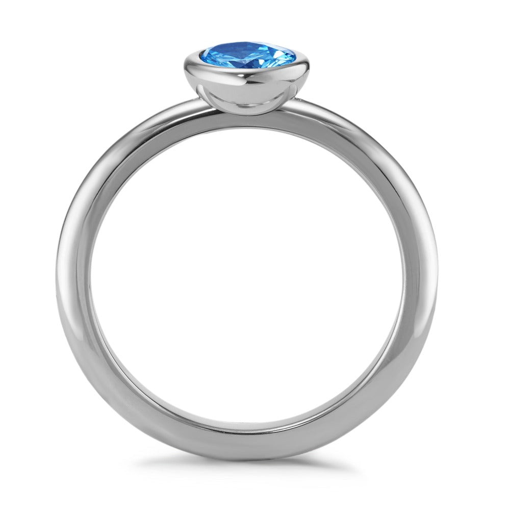 Bague Acier inoxydable Zircone bleu Ø7 mm