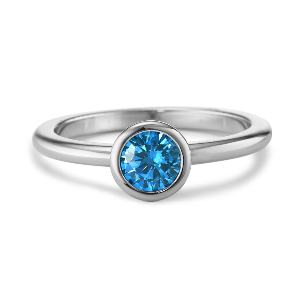 Bague Acier inoxydable Zircone bleu Ø7 mm