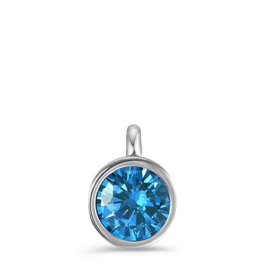 Pendentif Acier inoxydable Zircone bleu Ø9.5 mm