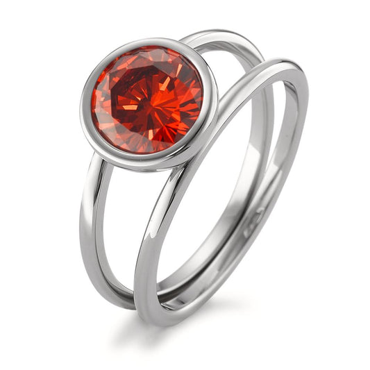 Ring Roestvrijstaal Zirkonia rood Ø9.5 mm