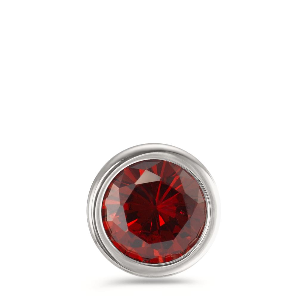 Pendentif Acier inoxydable Zircone bordeaux Ø13 mm