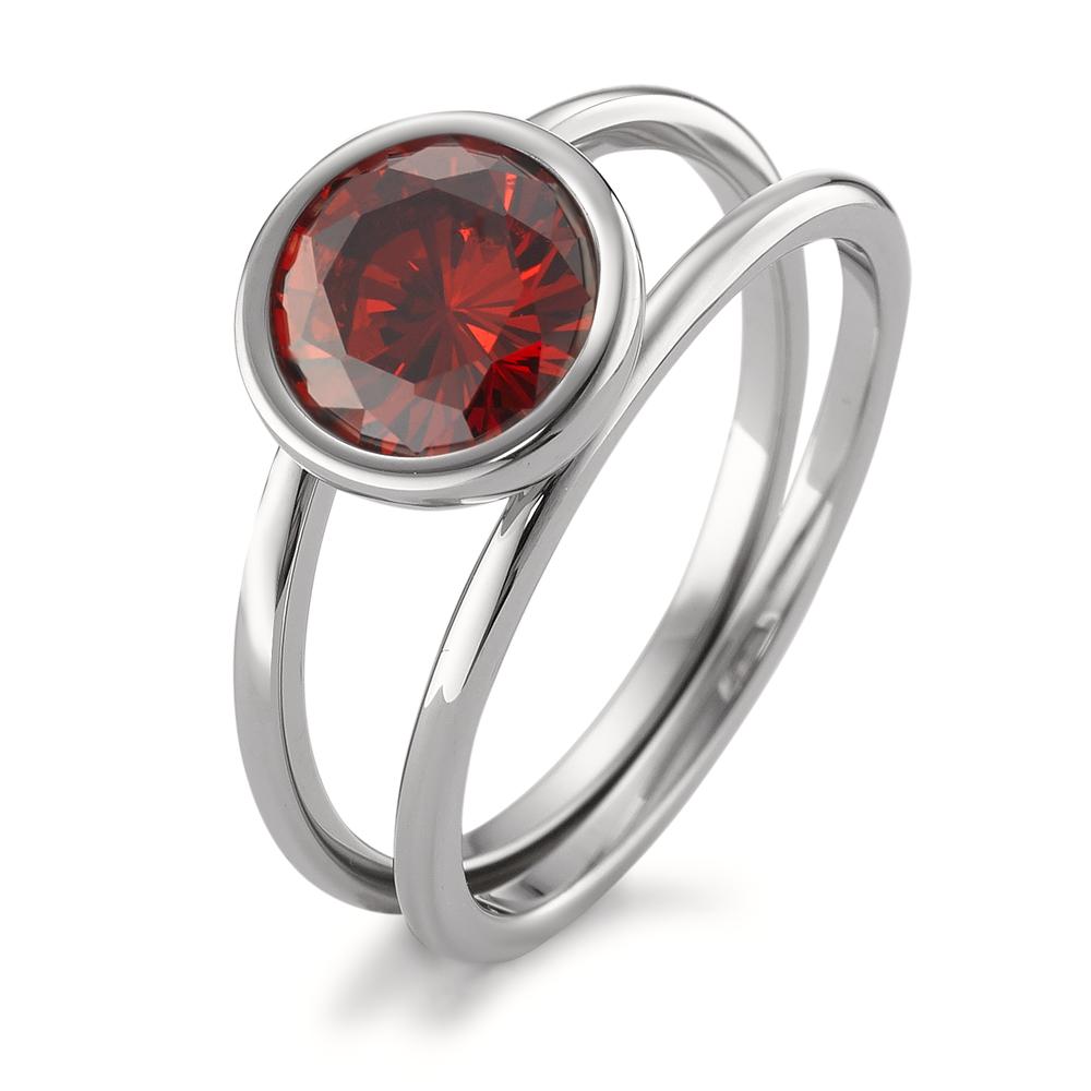 Ring Roestvrijstaal Zirkonia Bordeaux Ø9.5 mm