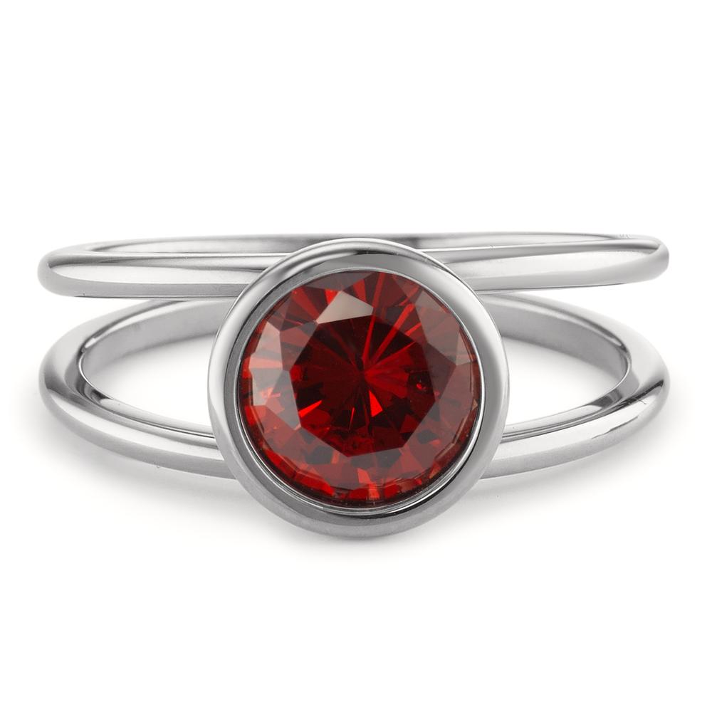 Fingerring Edelstahl Zirkonia bordeaux Ø9.5 mm