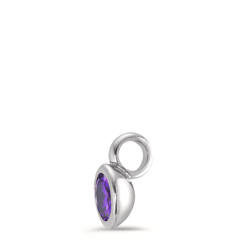 Pendentif Acier inoxydable Zircone violet Ø7 mm