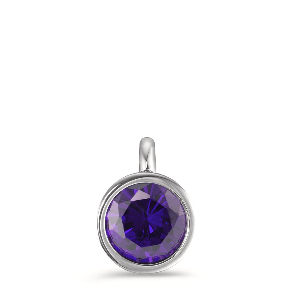 Pendentif Acier inoxydable Zircone violet Ø9.5 mm