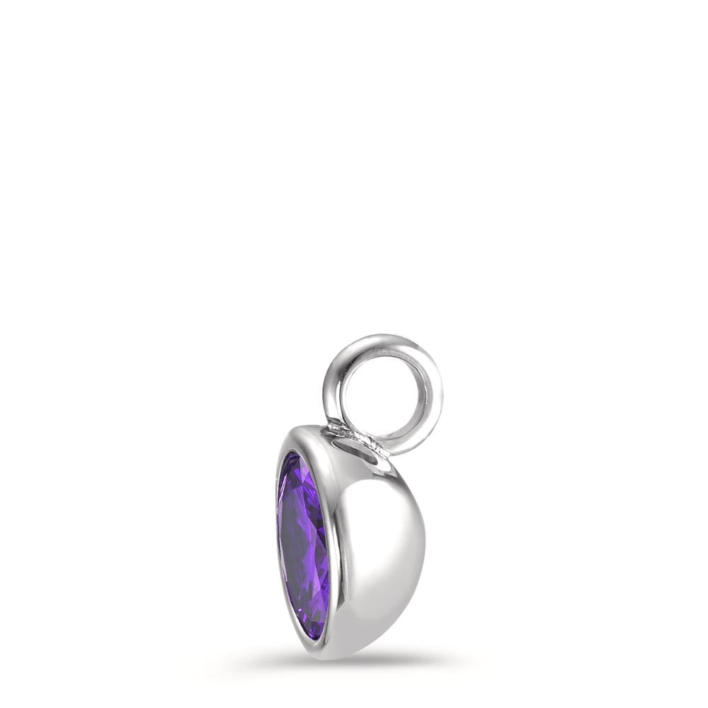 Pendentif Acier inoxydable Zircone violet Ø9.5 mm