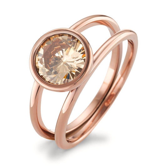 Ring Joy Roségold aus Edelstahl und Light Champagne Zirkonia, Ø9.5mm