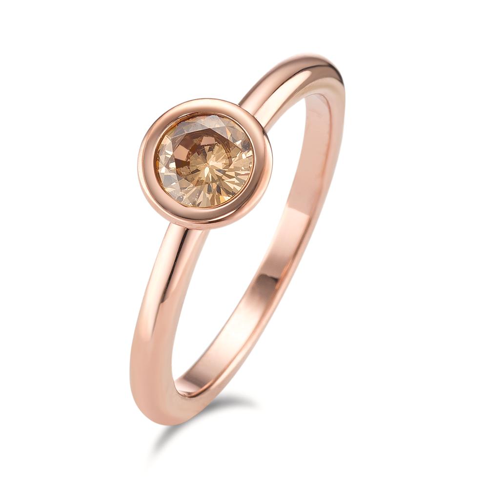 Fingerring Edelstahl Zirkonia champagner rosé IP beschichtet Ø7 mm