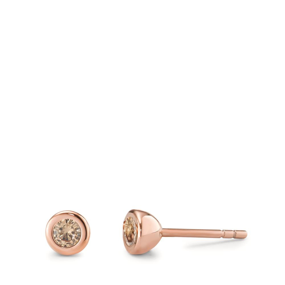 Clous d'oreilles Acier inoxydable Zircone champagne, 2 Pierres rosé PVD Ø5 mm