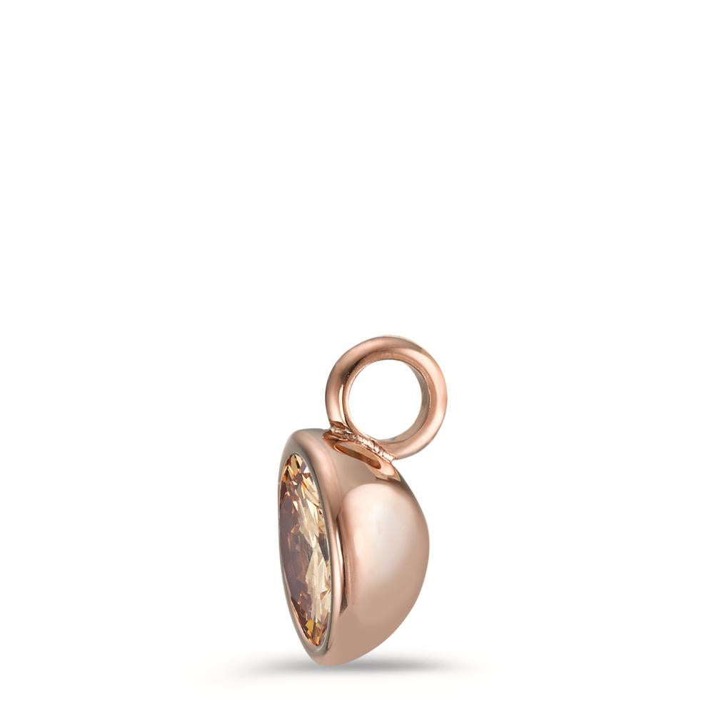 Charm-Anhänger Joy Roségold aus Edelstahl und Light Champagne Zirkonia, Ø9.5mm