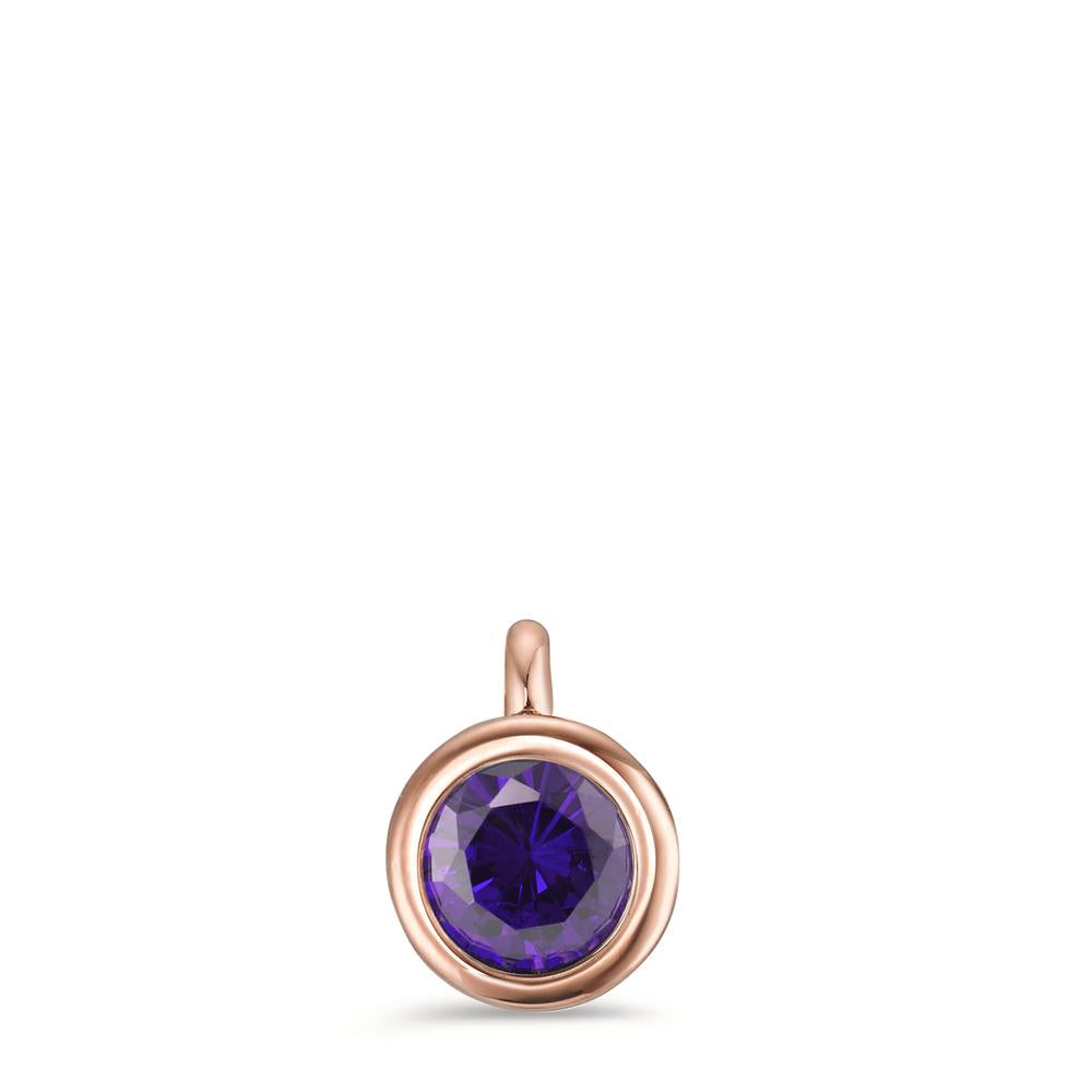 Charm-Anhänger Joy Roségold aus Edelstahl und Purple Rose Zirkonia, Ø7mm