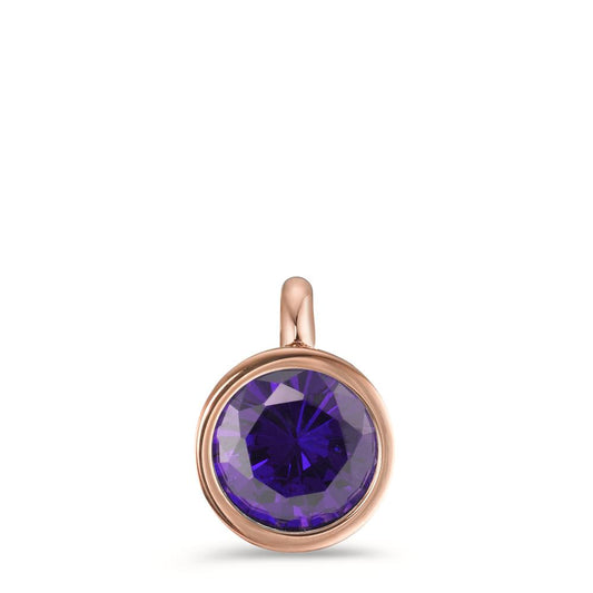 Charm-Anhänger Joy Roségold aus Edelstahl und Purple Rose Zirkonia, Ø9.5mm