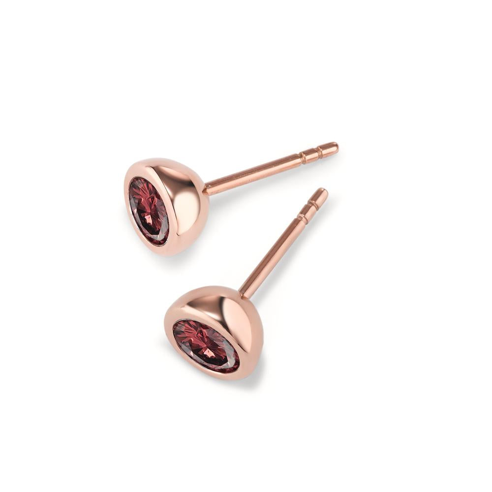 Ohrstecker Joy Roségold aus Edelstahl und Scarlet Red Zirkonia, Ø7mm